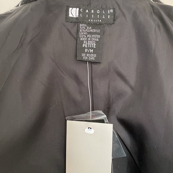 Carole Little Vintage Women Tweed Blazer Black White Jacket Plaid M Silk Blend - Picture 9 of 12